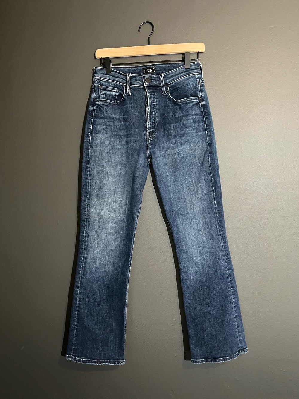 MOTHER Dark Wash Stretch Jeans Size 28 • Ankle Bootcut • Designer Denim